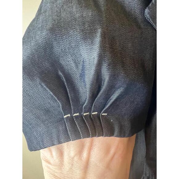 Escada Denim Like Button Front Notched Collar Short Sleeve Light Jacket 46 - Picture 5 of 8